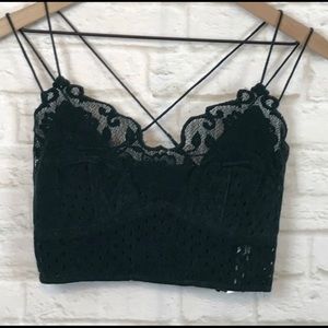 FP - NWOT -Emerald Green Eyelet & Velvet Bralette